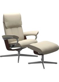 Relaxsessel stressless "Admiral", beige (cream batick), B:93cm H:103cm T:79cm, Leder BATICK: BATICK ist ein leicht korrigiertes, durchgef&auml;rbtes und genarbtes M&ouml;belleder, bei dem die meisten Unebenheiten und Spuren in der Regel entfernt wurden., Sessel, Relaxsessel, mit Cross Base, Gr&ouml;&szlig;e M & L, Holzakzent Braun