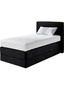 Boxspringbett, schwarz, B:115cm L:205cm, Microvelours (100% Polyester), Westfalia Schlafkomfort, Komplettbetten, Boxspringbett, wahlweise mit Kaltschaum-Topper