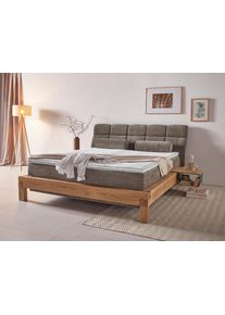Boxspringbett Home Affaire "Villads", gr&uuml;n (pino), B:199cm L:231cm, Komplettbetten, Boxspringbett, Liegefl&auml;che: 180/200 cm, Inside-Boxspring-Unterbau, recycelte Stoffe