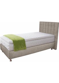 Boxspringbett, beige, B:105cm L:210cm, Microvelours (100% Polyester);Strukturstoff (77% Polyester und 23% Viskose);Bonnell-Federkern-Matratzenbezug: 100% Polyester;Kaltschaum-Matratzenbezug: Frottee 100% Polyester, Westfalia Schlafkomfort, Komplettbetten, Boxspringbett