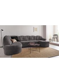 Wohnlandschaft DOMO collection "Papenburg U-Form", grau, B:297cm H:84cm T:180cm, Struktur ( 90% Polyester, 10% Polyacryl);Microfaser PRIMABELLE (100% Polyester);Kunstleder SOFTLUX;Luxus-Microfaser (100% Polyester);Chenille-Optik (95% Polyester, 5% Polyamid);Webstoff (100% Polyester), Sofas, Wohnlandschaft, in gro&szlig;er Farbvielfalt, wahlweise Bettfunktion, frei im Raum stellbar