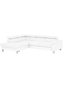 Ecksofa COTTA, wei&szlig;, Sofas, Kinder, B/H/T: 249cm x 72cm x 100cm, Leder PAMPAS, Ottomane links, ohne Bettfunktion,ohne Bettkasten,mit RGB-LED-Beleuchtung,mit Kopfteilverstellung, Microfaser PRIMABELLE (100% Polyester);Kunstleder SOFTLUX;Feinstruktur (100% Polyester);Kunstleder SOFTLUX/Struktur (100% Polyester);NaturLEDER, Ecksofa, mit Kopfteilverstellung, optional Bettfunktion, Bettkasten & Licht, 