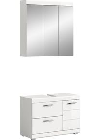 Badm&ouml;bel-Set Welltime "SIENA, 2-teilig, Waschbeckenunterschrank & Spiegelschrank, MDF-Front", wei&szlig; (wei&szlig;, wei&szlig; hochglanz), B:80cm H:191cm T:34cm, Holzwerkstoff, MDF, Spiegelglas, Kastenm&ouml;bel-Sets, Badm&ouml;bel-Set, Badm&ouml;bel, Kombination, Badezimmer, Badset, M&ouml;bel-Set, Set