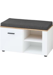 Bank Innostyle "Sparks Schuhbank, 80x47x38cm (B/H/T)", wei&szlig; (wei&szlig;, eiche altholz), B:80cm H:47cm T:38cm, Holzwerkstoff, MDF, Polyester, Sitzb&auml;nke, Bank, 1 t&uuml;rig, 2 B&ouml;den, Softclose, 1 Sitzkissen