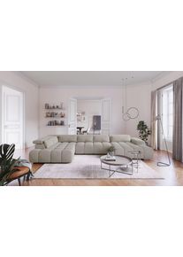 Wohnlandschaft COTTA "Orion U-Form, B: 409 cm", beige (platinum), B:409cm H:73cm T:225cm, 100% Polyester, Sofas, Wohnlandschaft, mit Kopfteilverstellung & 6 Nierenkissen