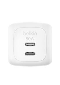 Belkin USB-Ladeger&auml;t "BoostCharge Pro 2-Port-USB-C-GaN-Charger (50 W)", wei&szlig;, B:10cm H:4,5cm T:10cm, Ladeger&auml;te, USB-Ladeger&auml;t