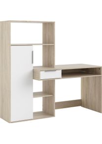 Regal-Schreibtisch Home Affaire "Function Plus, Standregal, Aktenregal, Stauraumregal, Multifunktional", braun (eichefarben, eiche struktur, eiche struktur), B:162,8cm H:155,4cm T:60,35cm, Tische, Regal-Schreibtisch, mit 1 Schublade, 1 T&uuml;r, Regal und F&auml;chern