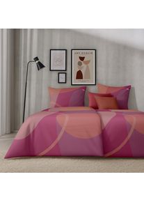 Bettw&auml;sche Apelt "Graphics", rosa (rot, bordea), B/L: 135cm x 200cm, 1 Stk., 1 Stk., Satin (Bio-Baumwolle), B/L: 80cm x 80cm, 2, Satin (Bio-Baumwolle), Bezug: 100% Baumwolle, Bettw&auml;sche, Bettw&auml;sche, Bettw&auml;sche-Set mit Rei&szlig;verschluss, Baumwoll-Satin, Digitaldruck