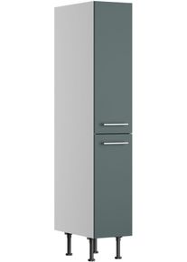 Apothekerschrank KOCHSTATION "KS-Bern2", gr&uuml;n (steingr&uuml;n, hellgrau), B:30cm H:176,6cm T:58,4cm, Holzwerkstoff, Schr&auml;nke, Apothekerschrank, Breite 30 cm, H&ouml;he 176,6 cm, 2 Ausz&uuml;ge (H&ouml;he 89,2 /70 cm)
