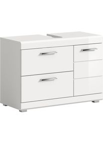 Waschbeckenunterschrank Welltime "SIENA, Breite 80cm, 1 T&uuml;r, 1 Schubkasten, 1 Klappe, 2 F&auml;cher,MDF-Front", wei&szlig; (wei&szlig;, wei&szlig; hochglanz), B:80cm H:56cm T:34cm, FSC-zertifizierter Holzwerkstoff, MDF, Schr&auml;nke, Waschbeckenunterschrank, WBU, Badm&ouml;bel, Badschrank, Kommode, Unterschrank, Bad, Badezimmer