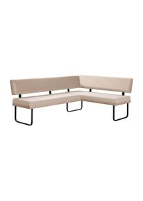 Eckbank OTTO HOME "Gabi Esszimmerbank, Bank, K&uuml;chenbank, Polsterbank", beige (helles beige), B:214cm H:87cm T:164cm, Holzwerkstoff, Massivholz, Metall, Polyester, Sitzb&auml;nke, Eckbank, Gestell aus matt-schwarzem Flachmetall, stabil, 2-Stoff-Design