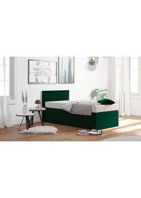 Boxspringbett, gr&uuml;n (moosgr&uuml;n), B:135cm L:210cm, Bezug: 100% Polyester;Polsterwatte: 100% Polyester, Westfalia Schlafkomfort, Komplettbetten, Boxspringbett, mit Zierkissen, wahlweise mit Topper