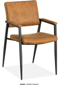 Esszimmerstuhl OMG DESIGN "Bodie", braun (cognac, schwarz, cognac), B:46cm H:89,5cm T:64,5cm, Polyester, St&uuml;hle, Esszimmerstuhl, bequemer Armlehnenstuhl, pflegeleichter Bezug