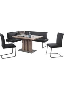 K+w Komfort & Wohnen Essgruppe K+W KOMFORT & WOHNEN "Santos III", schwarz (nero), B:158cm H:86cm T:205cm, Sitzm&ouml;bel-Sets, Essgruppe, gepolsterte Eckbank und St&uuml;hle, langer Schenkel rechts oder links
