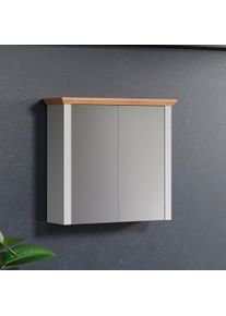 Spiegelschrank Home Affaire "Herzwill", grau (lichtgrau melamin, artisan eiche nb), B:78cm H:73cm T:24cm, FSC-zertifizierter Holzwerkstoff, Schr&auml;nke, Spiegelschrank, Spiegelschrank mit 2 Glasb&ouml;den - (B/T/H) 78/24/73 cm