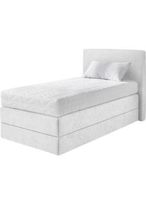 Boxspringbett, wei&szlig;, B:115cm L:205cm, Microvelours (100% Polyester), Westfalia Schlafkomfort, Komplettbetten, Boxspringbett, wahlweise mit Kaltschaum-Topper