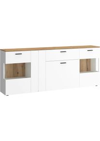 Sideboard Home Affaire "Dalano", alpinwei&szlig;, coast evoke eiche, B:199,1cm H:83,4cm T:42cm, Holzwerkstoff, Sideboards, Sideboard, Breite ca.199 cm