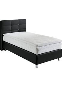 Boxspringbett, schwarz (scwarz), B:105cm L:210cm, Bezug: Kunstleder, Polyurethan;Polsterung: 100% Polyester, Westfalia Schlafkomfort, Komplettbetten, Boxspringbett, mit Kn&ouml;pfen in Kristalloptik, wahlweise mit Topper