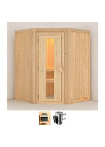 Sauna Karibu "Nanna", beige (naturbelassen), Saunaofen, integrierte Steuerung, 3,6 kW, Saunen, Sauna, Ofen 3,6 kW intgr. Strg