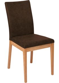 4-Fu&szlig;stuhl MASSIVLINE & MORE "Oviedo, Stuhl, Esszimmerstuhl, K&uuml;chenstuhl", braun (braun, braun, braun), B:46cm H:95cm T:60cm, Polyester, St&uuml;hle, 4-Fu&szlig;stuhl, Massivholz: Wildeiche ge&ouml;lt