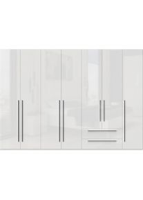 Kleiderschrank OTTO HOME "Piano, UV lackiert, hochgl&auml;nzend in beige oder wei&szlig;, FSC-zertifiziert", wei&szlig; (wei&szlig; hochglanz), B:317cm H:224cm T:56cm, Holzwerkstoff, Schr&auml;nke, Kleiderschrank, in vielen Breiten, H&ouml;he 224cm, mit Soft-Close Funktion, 2 Schubladen