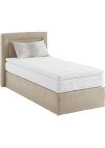 Boxspringbett, beige, B:105cm L:210cm, Westfalia Schlafkomfort, Komplettbetten, Boxspringbett, wahlweise mit Bettkasten und Topper