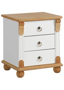 Nachtkommode OTTO HOME "Tessin", wei&szlig; (wei&szlig;, honig), B:45cm H:50cm T:38cm, Sideboards, Nachtkommode, aus massiver FSC-zertifizierter Kiefer, mit 3 Schubladen