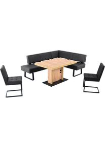K+w Komfort & Wohnen Essgruppe K+W KOMFORT & WOHNEN "Spider II", schwarz, B:195cm H:88cm T:50cm, Sitzm&ouml;bel-Sets, Essgruppe, langer Schenkel wahweise in 2 Breiten, 2 Freischwinger, 1 Tisch