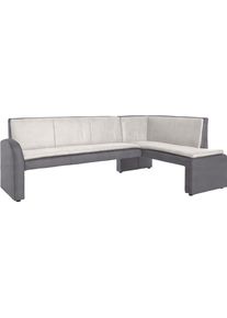 Eckbank exxpo - SOFA FASHION "Cortado, elegant und modern mit hohem Sitzkomfort", grau (schlamm, hellgrau), B:245cm H:88cm T:156cm, Sitzb&auml;nke, Eckbank, hohe Bodenfreiheit, sch&ouml;ne Detailverarbeitung, wahlweise Lederbezug