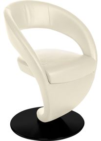 K+w Komfort & Wohnen Esszimmerstuhl K+W KOMFORT & WOHNEN "Wave, Drehstuhl", wei&szlig; (bianco, drehteller in metall schwarz struktur), B:62cm H:86cm T:61cm, Bronco: Nappaleder pigmentiert, Dickleder, 1, 3/1, 5mm, mit rustikal gek&ouml;rnten Narbenbild, St&uuml;hle, Esszimmerstuhl, Design-Drehstuhl, schwarzer Drehteller