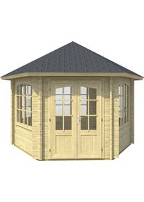 Pavillon Lasita Maja "Ilmenau", beige (natur, naturbelassen), B/H/T: 420cm x 3.066cm x 363,7cm, Pavillons, Pavillon, BxT: 420x363,7 cm, Fichtenholz