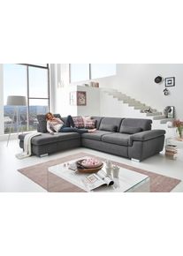 Ecksofa DIE PLANBAR "MP-IN17041 L-Form, Breite 320 cm", grau, B:320cm H:85cm T:260cm, 100% Polyester, Sofas, Ecksofa, mit Sitztiefenverstellung, optional Kopfteilverstellung & Bettfunktion