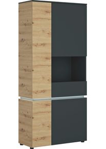 Vitrine Home Affaire "Luci", eichefarben artisan, kosmos anthrazit, B:90,4cm H:199cm T:40cm, Holzwerkstoff, Schr&auml;nke, Vitrine