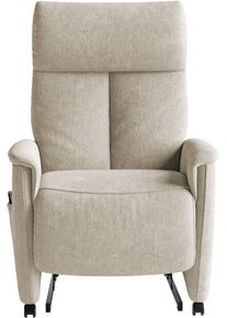 Sit & More TV-Sessel SIT & MORE "Cremona Comfort", beige (silber), B:76cm H:110cm T:84cm, 100% Polyester, Sessel, TV-Sessel, wahlweise manuell oder elektrischer Funktion mit Akku