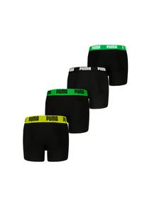 Boxershorts Puma "Puma BOYS EVERYDAY BASIC BOXERS 4P ECOM", Jungen, Gr. 170/176, gr&uuml;n (schwarz, gr&uuml;n), Obermaterial: 95% Baumwolle, 5% Elasthan, bedruckt, mehrfarbig, eng, Unterhosen Boxershorts, mit farblich abgesetztem Bund