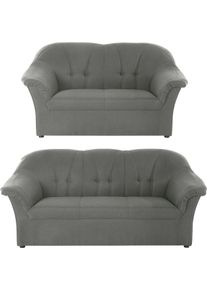 Polstergarnitur DOMO collection "Pegnitz", grau, Struktur fein, 100% Polyester, Sitzm&ouml;bel-Sets, Polstergarnitur, 3-Sitzer & 2-Sitzer-Set
