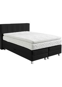 Boxspringbett, schwarz, B:155cm L:210cm, Bezug: 100% Polyester;Polsterung: 100% Polyester, Westfalia Schlafkomfort, Komplettbetten, Boxspringbett, wahlweise mit Bettkasten und Topper
