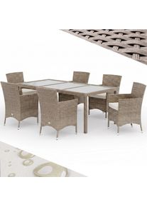 Casaria Polyrotan Tuinset 7-delig Cr&egrave;me/Cr&egrave;me