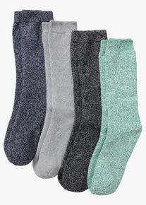 Termostrumpor i frott&eacute; med ekologisk bomull (4-pack) - svart - storlek 43-46 - bonprix