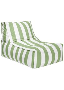 Outdoorsitzsack, Gr&uuml;n, Wei&szlig;, Textil, Streifen, 280 l, F&uuml;llung: Polystyrol, 65x65x100 cm, Outdoor, Rei&szlig;verschluss, Wohnzimmer, Sessel, Sitzs&auml;cke, XXL Sitzs&auml;cke