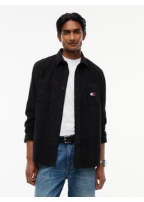 Langarmhemd Tommy Jeans "RELAXED CORDUROY SHIRT", Herren, Gr. XL (54/56), N-Gr, schwarz, Cord, Obermaterial: 100% Baumwolle, unifarben, relaxed fit normal, Rundhals, eingesetzt Manschette, Hemden Langarmhemd, Relaxed fit mit Brusttaschen