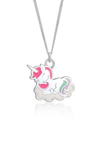 Silberkette Elli "Halskette Kinder Einhorn Wolke Emaille 925 Silber" Gr. 36, bunt, Halsketten, M&auml;dchen, Silber 925 (Sterlingsilber), Silberkette