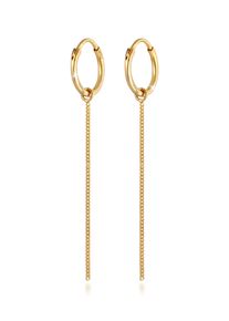 Paar Creolen Elli "Ohrringe Creolen Ohrh&auml;nger Einh&auml;nger Kettchen 925 Silber" Gr. 54, gold, Ohrringe, Damen, 54, ohne Stein, Silber 925 (Sterlingsilber), Paar Creolen