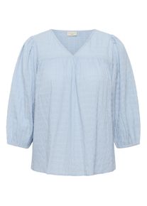Langarmbluse Kaffe CURVE "Damen Bluse langarm KCmaisie", Damen, Gr. 50, blau (blau fog), Obermaterial: 98% Baumwolle CO. 2% Elasthan EL., Blusen Langarmbluse