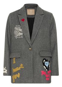 Blusenblazer Culture "Blazer CUkayla", Damen, Gr. 40, grau (grau pinstripe), Obermaterial: 90% Polyester PES. 10% Wolle mw., Blazer Blusenblazer