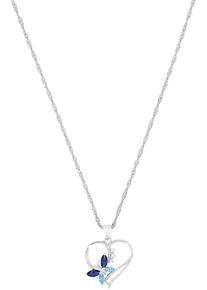 Kette mit Anh&auml;nger Amor "Herz/Schmetterling", silber (silberfarben, wei&szlig;, blau), Halsketten, Damen, Silber 925 (Sterlingsilber), L: 42 B: 1,5mm, Kette mit Anh&auml;nger, mit Zirkonia (synth.), B:1,5mm