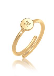 Silberring Elli "Ring Verstellbar Initiale Kreis 925 Sterling Silber", gold, Fingerringe, Damen, Silber 925 (Sterlingsilber), Silberring