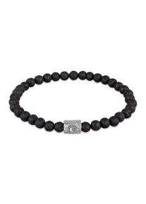 Armkette HAZE & GLORY "Armband Lava Perlen Sacred Sun Bead 925 Silber" Gr. 190, silber, Armb&auml;nder, Herren, 190, Silber 925 (Sterlingsilber), Armkette