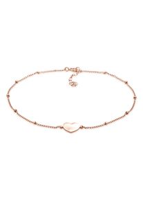 Fu&szlig;kette Elli "Fu&szlig;schmuck Herzchen Kugelkette Verspielt Sommer 925 Silber" Gr. 22, rosa (rosegold), Fu&szlig;ketten, Damen, Silber 925 (Sterlingsilber), Fu&szlig;kette