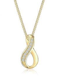Silberkette Elli DIAMONDS "Halskette Infinity Diamant Wei&szlig; Brillantschliff (0.04ct) 375 Gelbgold" Gr. 45, gold, Halsketten, Damen, mit Diamanten, Gelbgold 375, Silberkette
